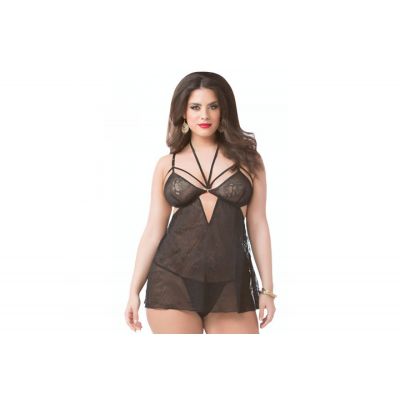 STM 10587X Lace Halter Babydoll Set Queen