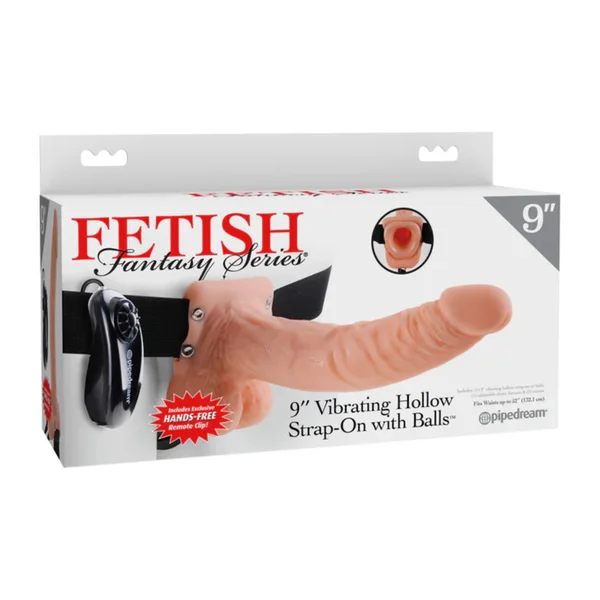 Fetish Fantasy 9'' Vibrating Hollow Strap-On With Balls — image 9 of 15