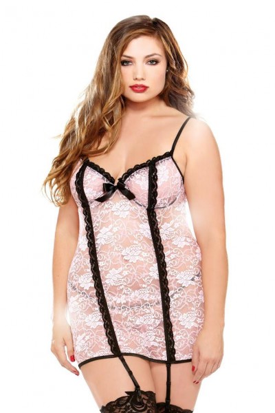 Curve - Underwire Chemise and Matching Thong (Plus Size)