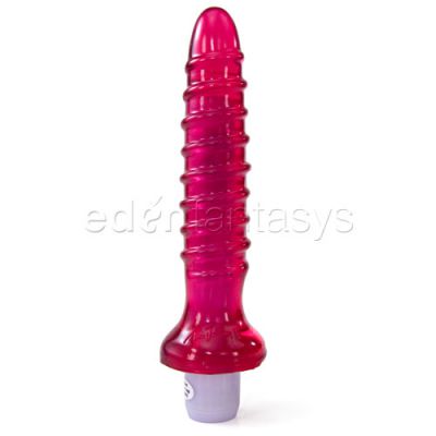 Vivid essentials vibrating ribbed swirl dong