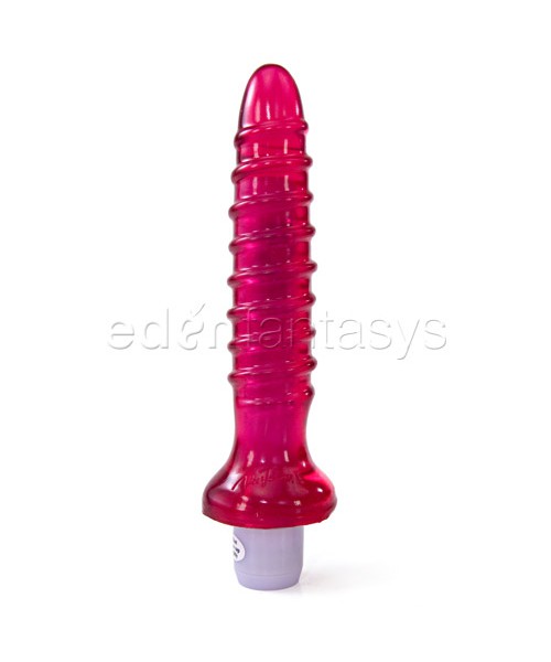 Vivid essentials vibrating ribbed swirl dong