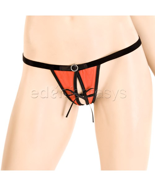 Peek-a-boo bikini top and thong