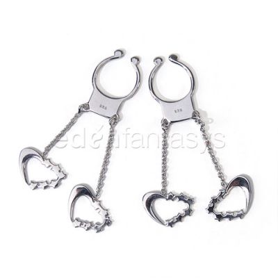Silver heart and star nipple charms