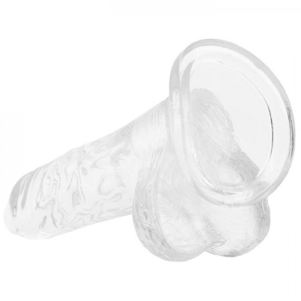 Clear 4" Suction Cup Dildo With Balls