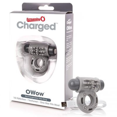 Charged O Wow Rechargeable Cock Ring by Screaming O Grey