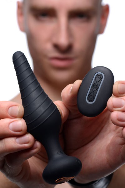 Under Control 5.75" Vibrating Ridged Silicone Butt Plug with Remote