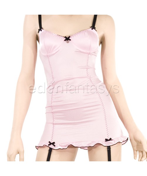 Lace up back gartered chemise
