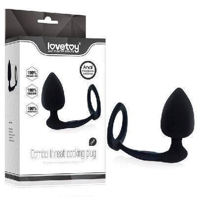 Combo Threat Cockring Plug Black
