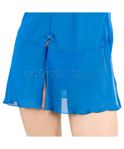 Turquoise chiffon and lace chemise set