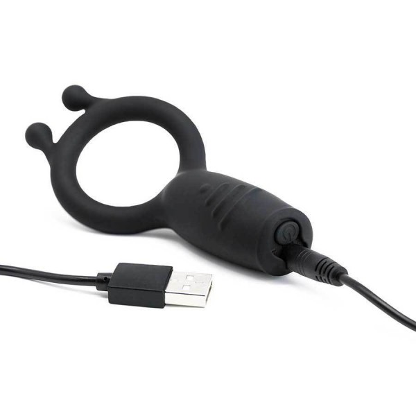 Rechargeable Silicone Vibrating Black Cock Ring By Lynk Pleasure