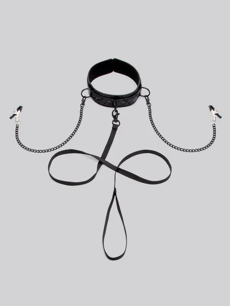 Bondage Boutique Black Rose Collar with Nipple Clamps — image 16 of 16