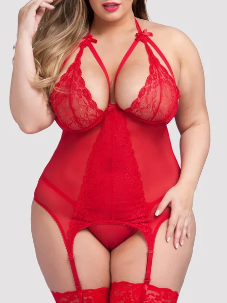 Lovehoney Plus Size Wild Romance Red Basque Set — image 10 of 10
