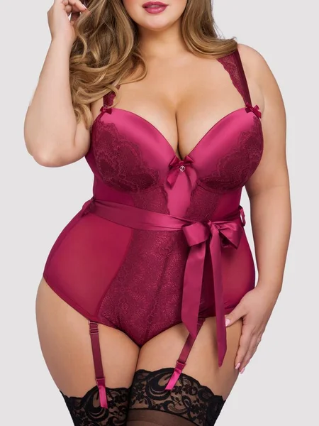 Lovehoney Plus Size Moonlight Wine Crotchless Plunge Body — image 11 of 11