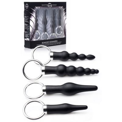 Master Series Silicone Butt Plugs with Ring Handle Set 4 Pce