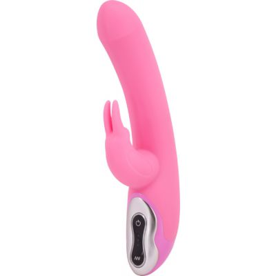 Tri Rabbit Fluted Head and Extended Stimulator Rabbit Vibrator Pink