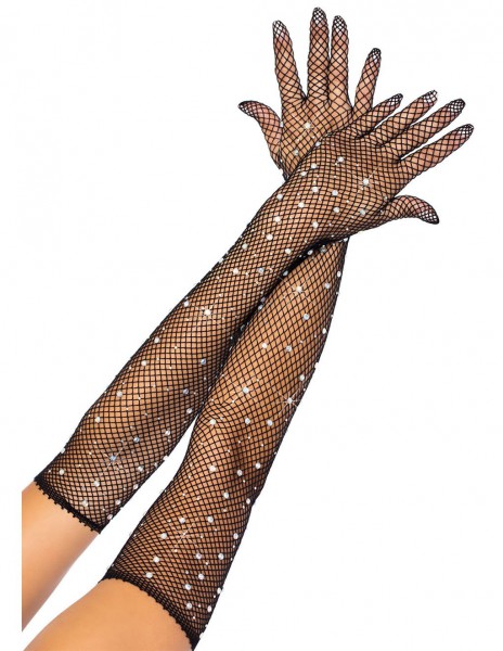 Leg Avenue Rhinestone Fishnet Opera Length Gloves