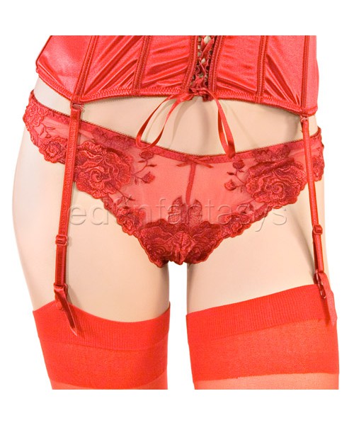 Red rose satin corset set