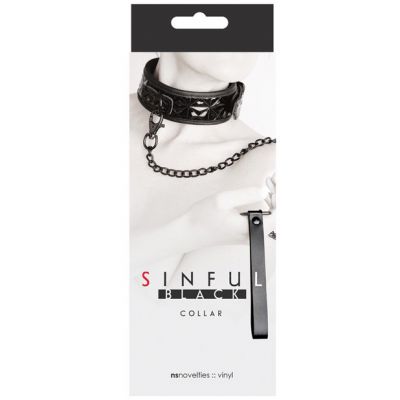 New Sensations Novelties Sinful Collar Leash Black