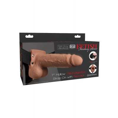 Fetish Fantasy 7 Inch Hollow Rechargeable Strap On with Remote