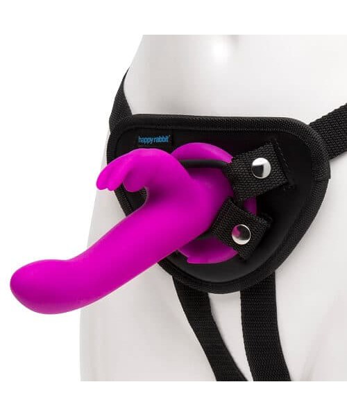 Happy Rabbit Vibrating Strap On Harness Set Purple