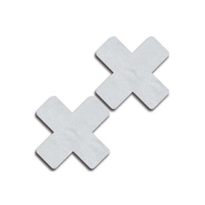 iCollection White Faux Leather Cross Pasties 2 Pack