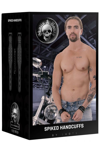 OUCH! Faux Leather Handcuffs with Metal Spikes