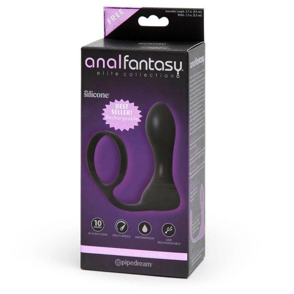 Rechargeable Ass-Gasm Pro Silicone Anal Plug Cock Ring by Anal Fantasy