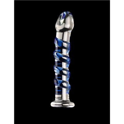 Icicles No 5 Blue Spiral Glass Dildo