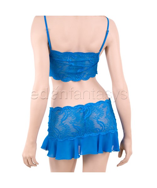 Turquoise bralette with skirt and g-string