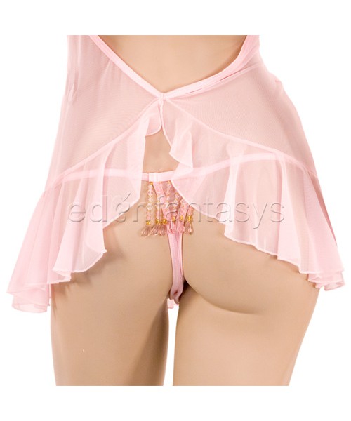 Bustless beaded babydoll set