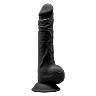 9 5 inch Realistic Silicone Dual Density Dildo with Suction Cup with Balls Black