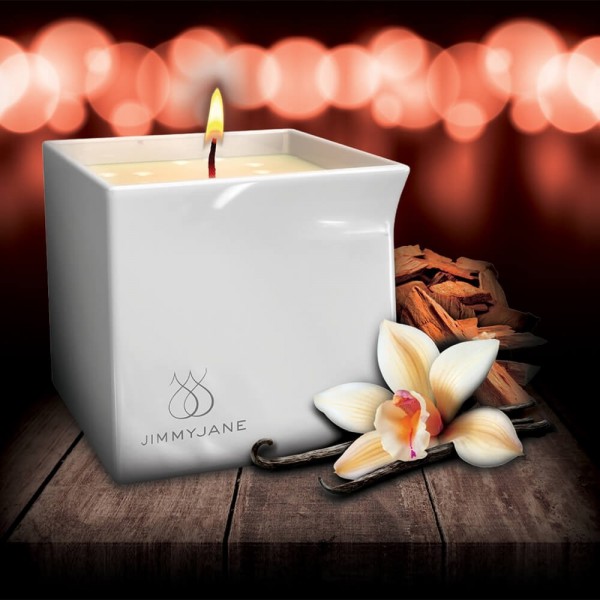 Jimmy Jane Massage Oil Candle in Ceramic Holder - Vanilla Sandalwood