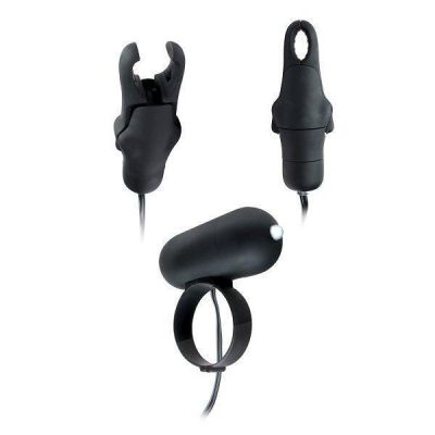 Vibrating Cockring with Nipple Clamps