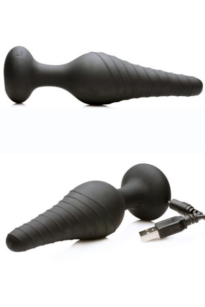 Under Control 5.75" Vibrating Ridged Silicone Butt Plug with Remote