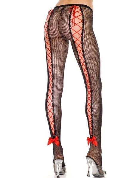 Fishnet Lace-Up Pantyhose - One Size Available — image 5 of 6