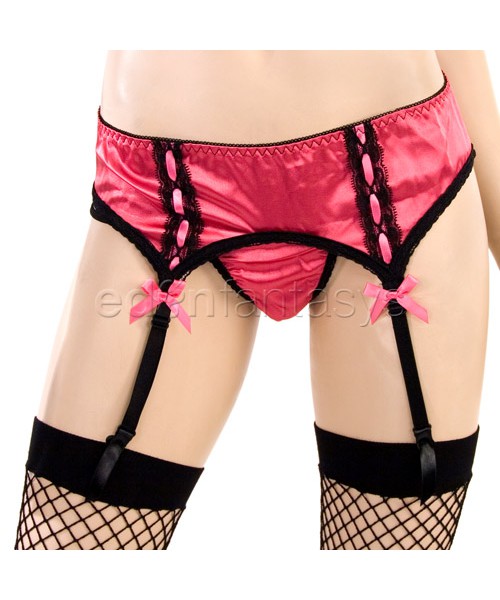 Sexy satin bra and garter set