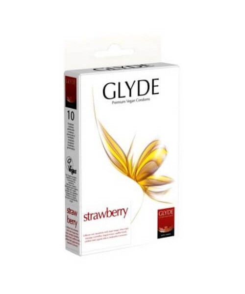 Glyde Ultra Strawberry Flavour Vegan Condoms 10 Pack
