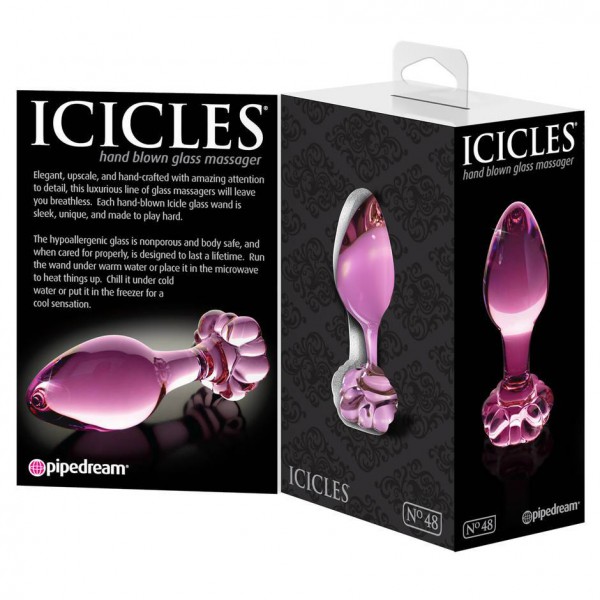 Icicles No 48 Medium Glass Flower Butt Plug 3 Inch