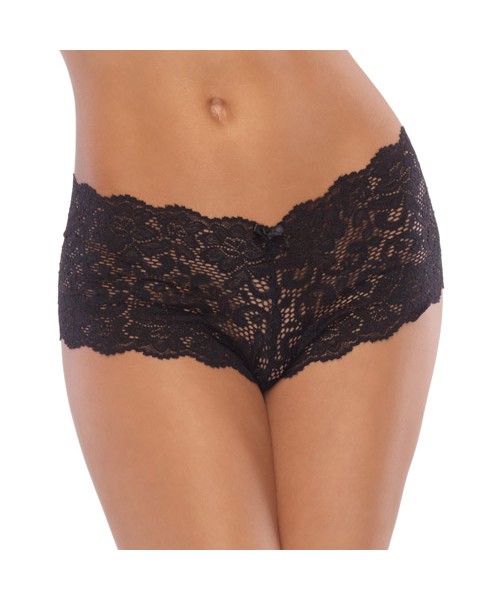 Black scalloped lace boyshort