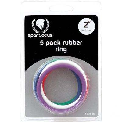 Rubber Cock Ring Set 2 Rainbow Pack of 5