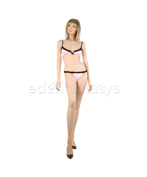 Lace trimmed demi cup bra set