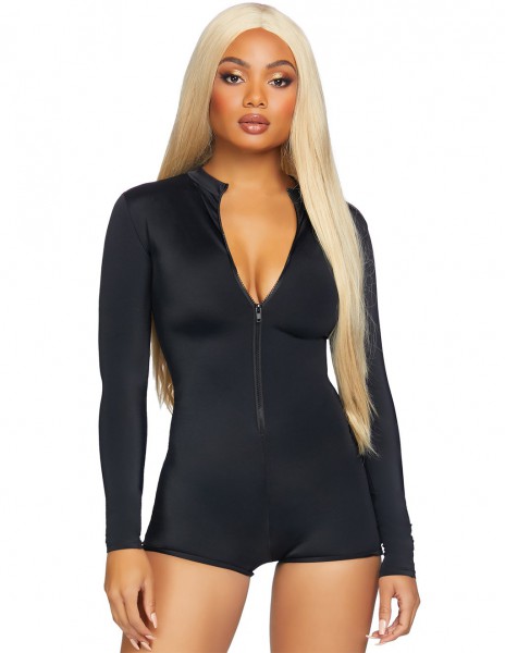 Leg Avenue Zipper Front Long Sleeved Romper