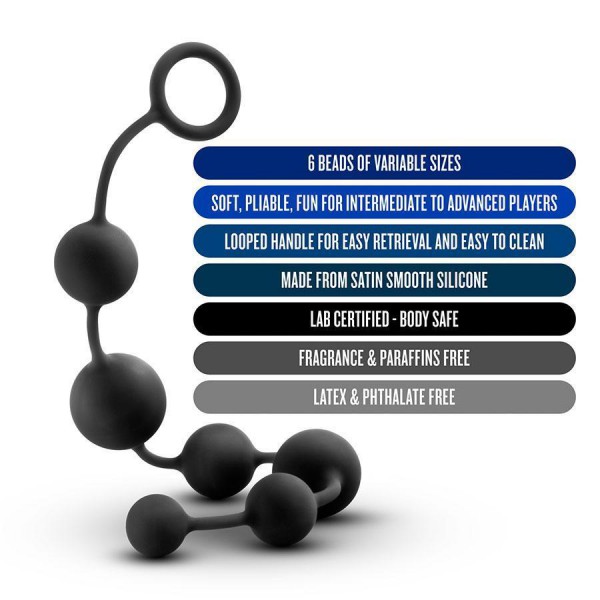 Advanced Black Silicone Anal Beads by Blush Novelties | 16 Inch Performance Anal Chain