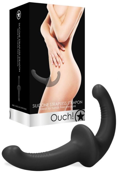 OUCH! Ribbed Silicone 8" Strapless Strap On Dildo