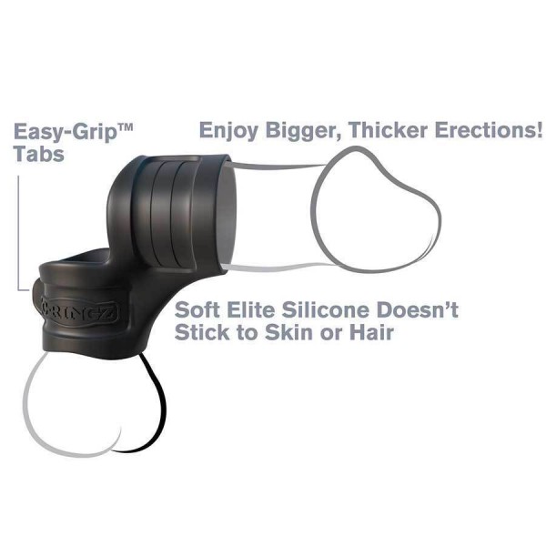 Black Silicone Mr. Big Cock Ring and Ball Stretcher by Fantasy C-Ringz