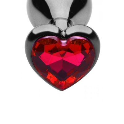 Master Series Metal Butt Plug with Jewel Heart Base