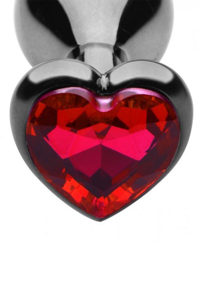 Master Series Metal Butt Plug with Jewel Heart Base