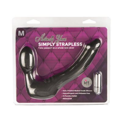 Simply Strapless Medium Strap On Vibrator Black