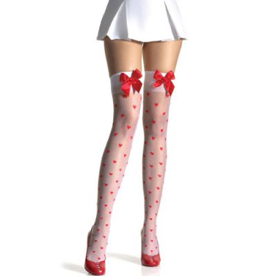 Woven hearts stockings with bows