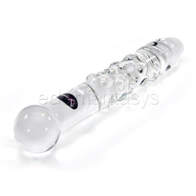 Clear spiral glass dildo with bumps probe